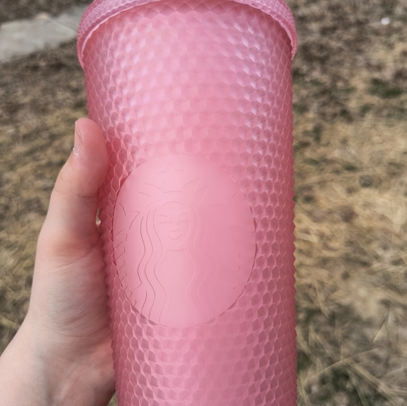 Starbucks 2021 Valentines Soft Touch Pink Studded Venti Tumbler with No Straw - Picture 12 of 12